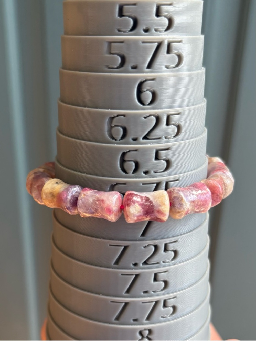 Unicorn Tourmaline Bamboo Crystal Bracelet 9.5mm - Picture 9 of 10